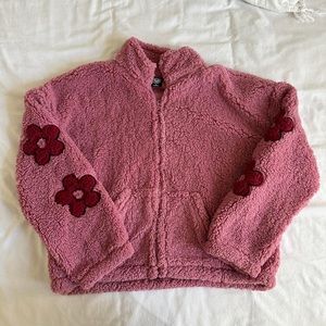 PACSUN PINK SHERPA ZIP UP JACKET